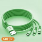 Durable No Cracking TPE 3-in-1 Fast Charging Data Cable Pure Copper Core Good Elasticity Compatible For Iphone Android Type-c green_0.5 meters