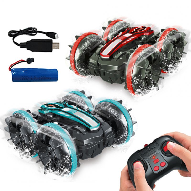 2.4ghz Amphibious Remote Control Car Wireless Electric Double-sided Stunt Off-road Vehicle Toys for Kids 