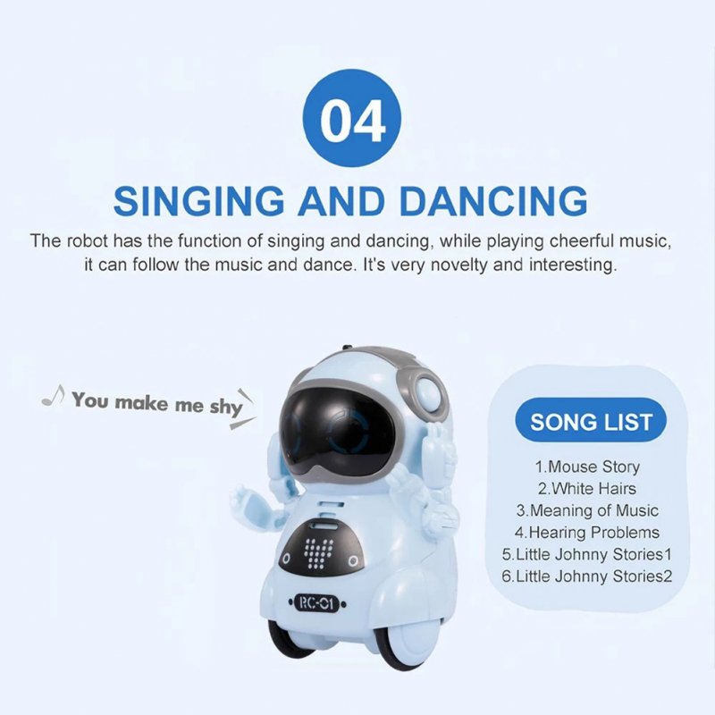 Electric Voice Smart Mini Pocket Robot with Light Music Multi-functional Children Early Education Puzzle Toys 