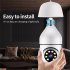E27 Bulb Surveillance Camera 1080p Wifi Night Vision Full Color Automatic Body Tracking 4x Digital Zoom Security Monitor  app  Vi365  White