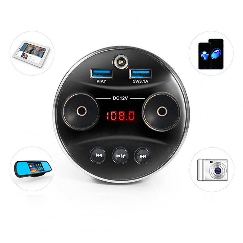 Multifunctional Charging Cup Car Charger Bluetooth-compatible Fm Transmitter Mp3 Cup With Dual Usb Ports Digital Display 