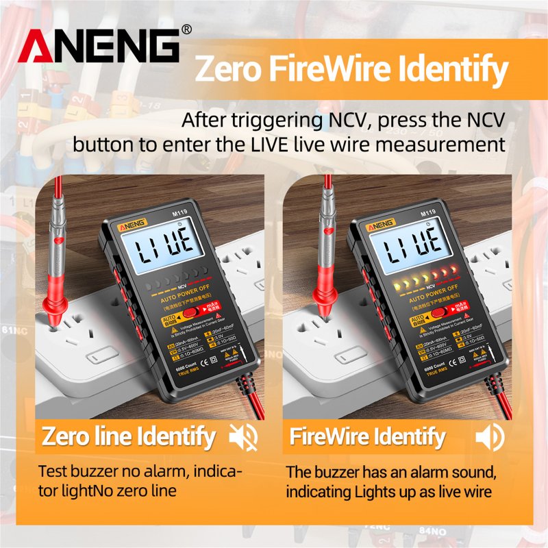 ANENG M119 Digital Multimeter Tester 6000 Counts High Precision Tester Electrician Portable Automatic Multimeter 