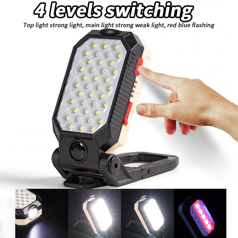 Cob Work Light With Strong Magnet 4 Lighting Modes Usb Rechargeable Multi-Function Maintenance Flashlight For Night Camping Emergency Repair 