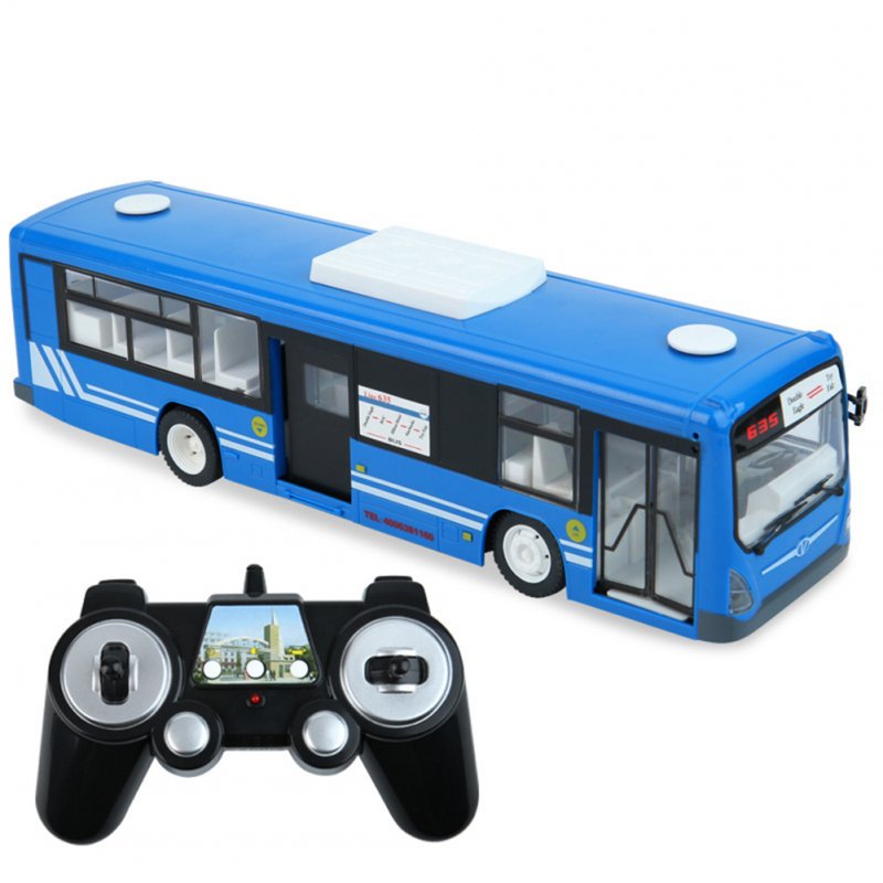 E635-001 2.4ghz Wireless Remote  Control  Bus  Toy Simulation Electric Vehicle Model Birthday Holiday Gifts For Boys Children Blue [Remote Control Version]