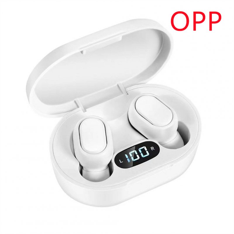 E7s Tws Mini In-ear Wireless  Headphones Sports M1 Stereo Noise Cancelling Earbuds Digital Display Bluetooth-compatible 5.0 Headset White