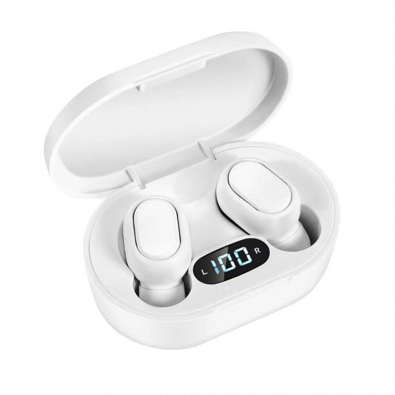E7s Wireless Headset, Bluetooth-compatible 5.0 Noise Reduction Earphone Led Screen, Large Charging Capacity 300mah Headphone White