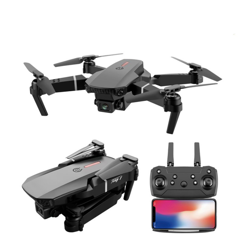 E88 pro drone 4k HD dual camera visual positioning 1080P WiFi fpv drone height preservation rc quadcopter Black Without camera 1 battery