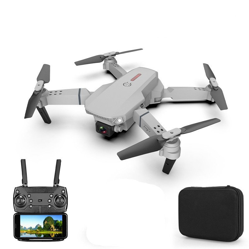 E88 pro drone 4k HD dual camera visual positioning 1080P WiFi fpv drone height preservation rc quadcopter Gray 4K 1 battery
