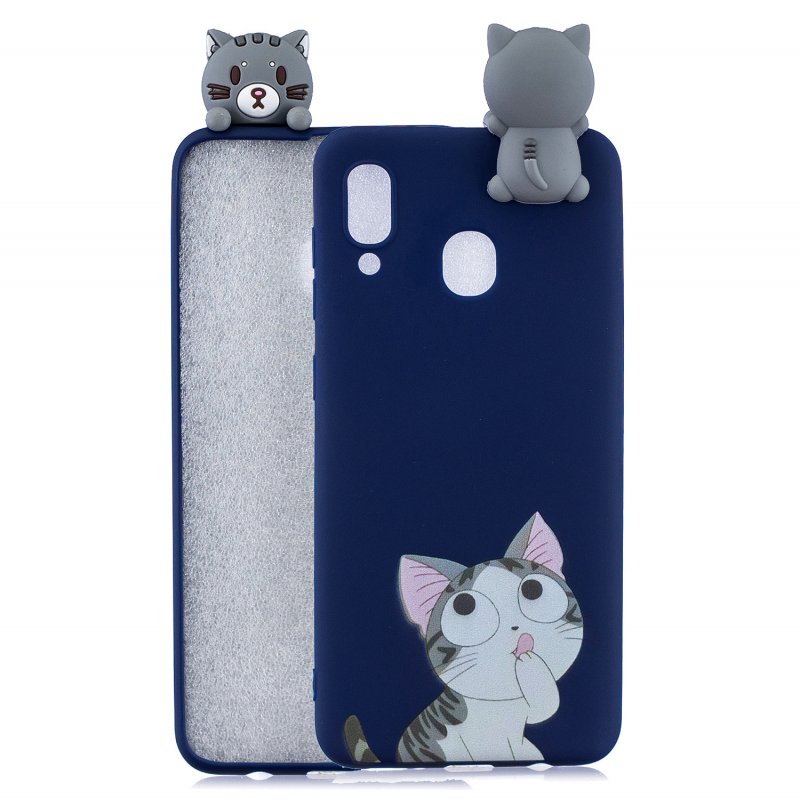 For Samsung A10S A20S Color Painting Pattern Drop Protection Soft TPU Mobile Phone Case+Back Cover Bracket big face cat