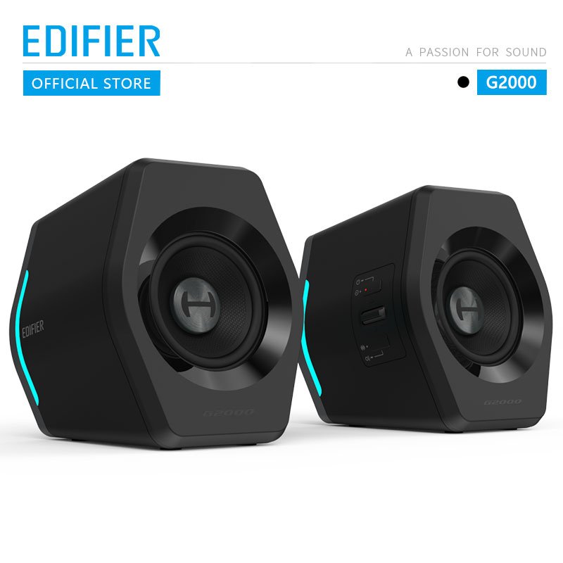 EDIFIER G2000 Gaming Speaker Wireless Bluetooth Music Player USB Sound Card AUX Input 16W RMS Power Output 2.75inch Full Range Unit black