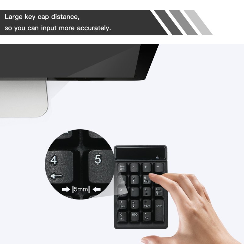 2.4G Wireless Low Noise Mini Numeric Keypad 19 Keys Waterproof Keyboard for Android and iMac 