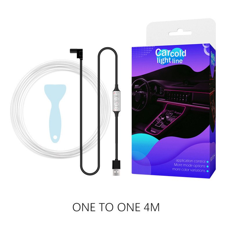 EL Wire Interior Car LED Strip Lights RGB Colorful Ambient Lighting Kits 5V USB Powered For Car Garden Decorations 4 meters