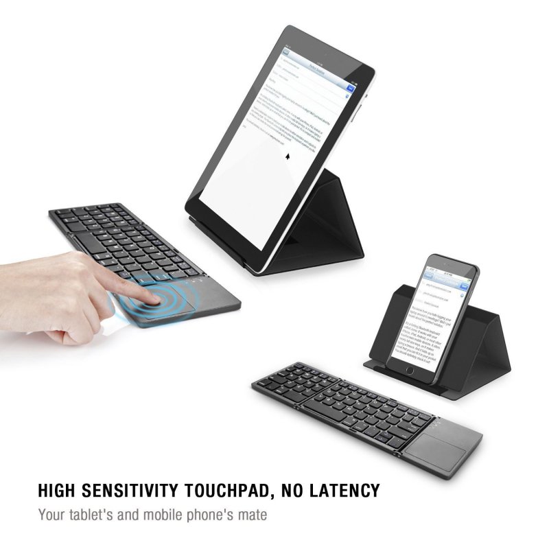 3-Fold- Keyboard Ultra Thin Light ABS Mini Wireless Bluetooth Keyboard Touchpad Windows Android 