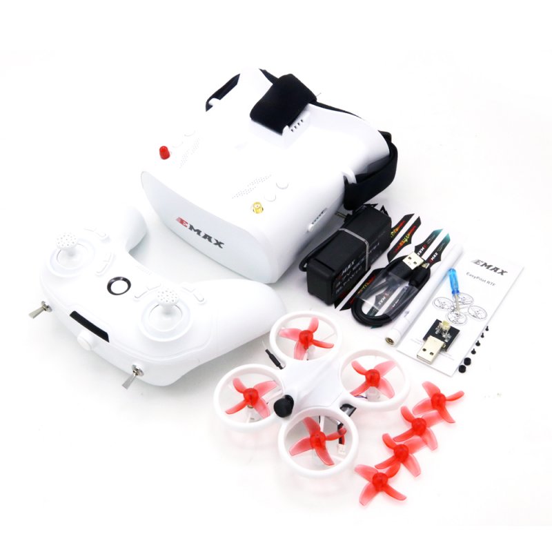 EMAX EZ Pilot 82MM Mini 5.8G Indoor FPV Racing Drone With Camera Goggle Glasses RC Drone 2~3S RTF Version for Beginner White