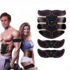 EMS Muscle Electro Stimulator Abdominal Muscle Toner Abs Trainer with LCD Display USB Rechargeable Fitness Training Gear Ab Belt black