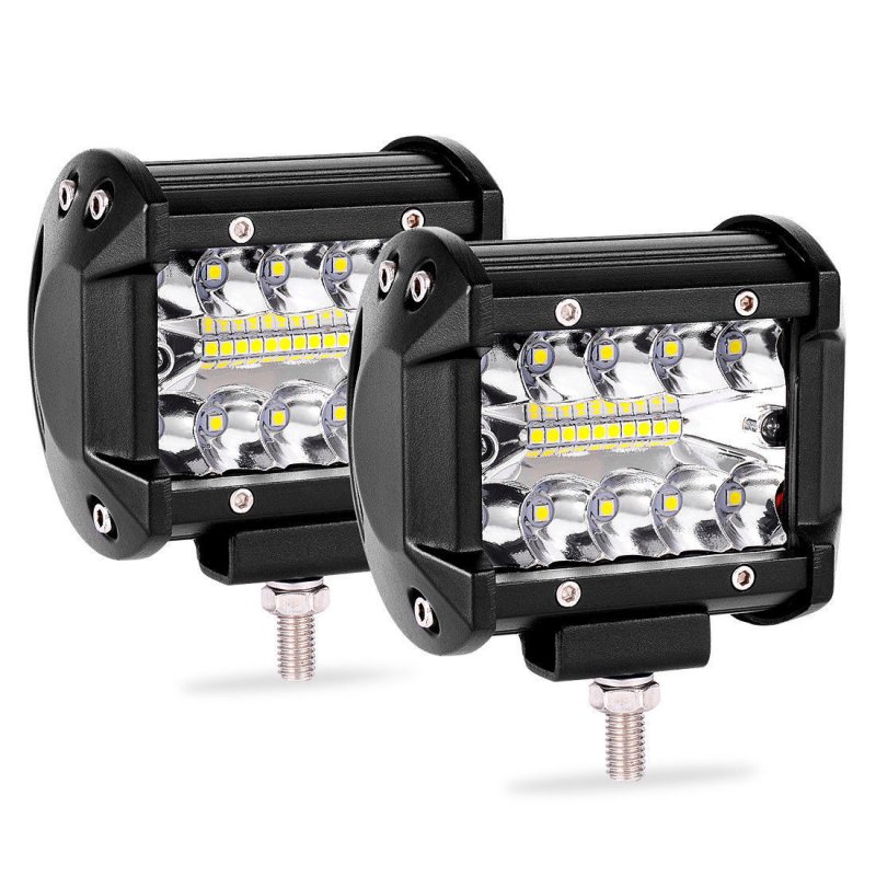 2 pcs 4 Inch 200W LED Work Light Bar Pods Flush Mount Combo Driving Lamp 12V 