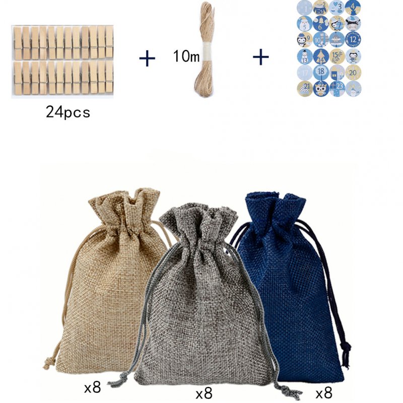 EU 24pcs 3-color Drawstring Storage Pockets Candy Bag Christmas Gift