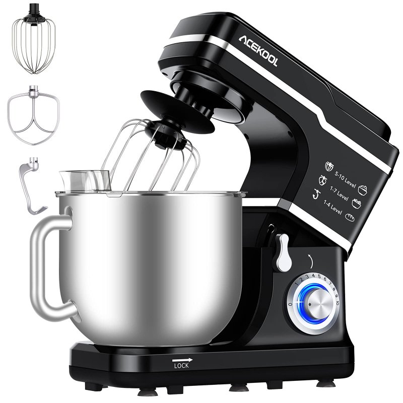UK ACEKOOL Mixer MC1 1400W 7.5QT 10 Speeds Stand Mixer Black UK Plug
