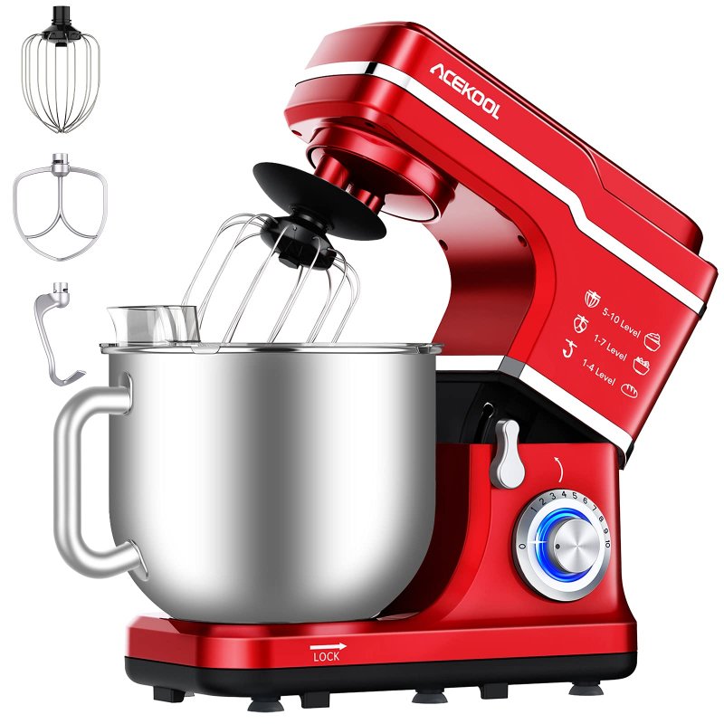 UK ACEKOOL Mixer MC1 1400W 7.5QT 10 Speeds  Stand Mixer Red UK Plug