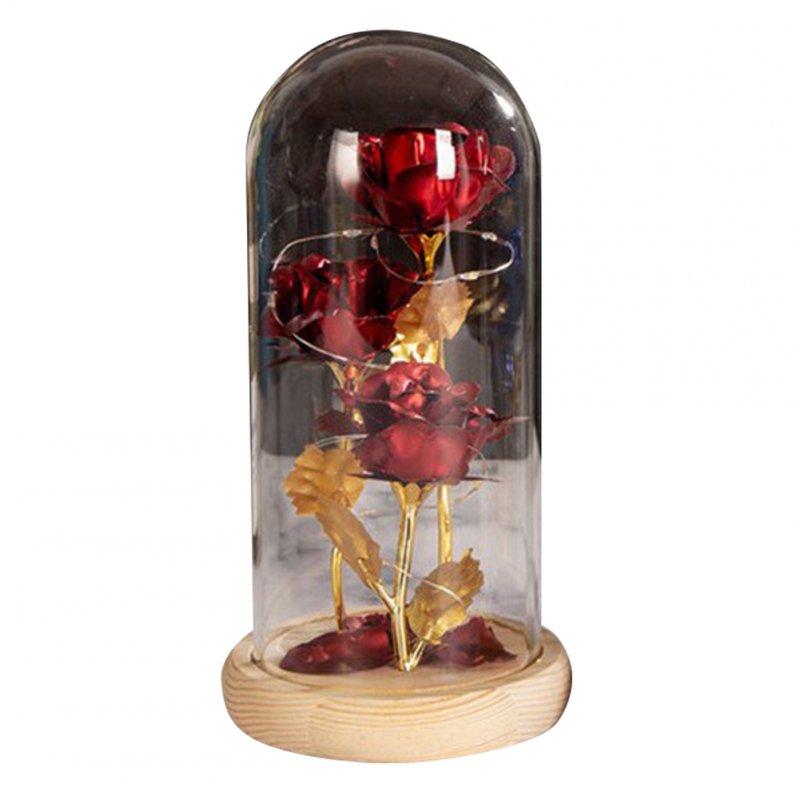 EU Colored  Roses Ornaments 3 Flowers Glass-covered Gold-leaf Artifical Luminous