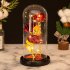 EU Colored  Roses Ornaments 3 Flowers Glass covered Gold leaf Artifical Roses Luminous Led
