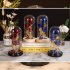 EU Colored  Roses Ornaments 3 Flowers Glass covered Gold leaf Artifical Roses Luminous Led