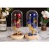 EU Colored  Roses Ornaments 3 Flowers Glass covered Gold leaf Artifical Roses Luminous Led