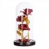 EU Colored  Roses Ornaments 3 Flowers Glass covered Gold leaf Artifical Roses Luminous Led