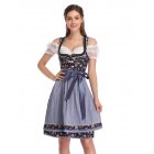EU KOJOOIN Oktoberfest Women's Vintage Floral German Dirndl Dress 3 Piece Set Blue 34