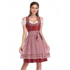 EU KOJOOIN Women's Vintage 3-Piece Oktoberfest Embroidery Dirndl Dress Burgundy Polka Dot 34