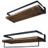 EU Paulownia Wood Double layer Shelf Multipurpose Floating Wall Mounted Storage Rack
