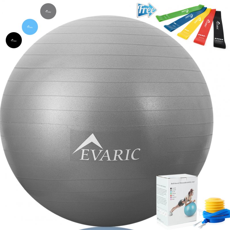 EVARIC Professional Grade Yoga Ball Stability & Anti- Burst Exercise Equipment with 5PCS/Set Resistance Loop Exercise Bands Gift