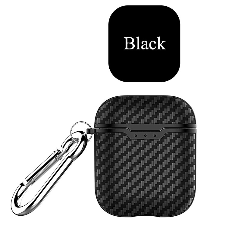 Earphone Case for Apple Airpods Travel Storage Cover Carbon Fiber Style Full Protective Case Anti-scratch black_Airpods case