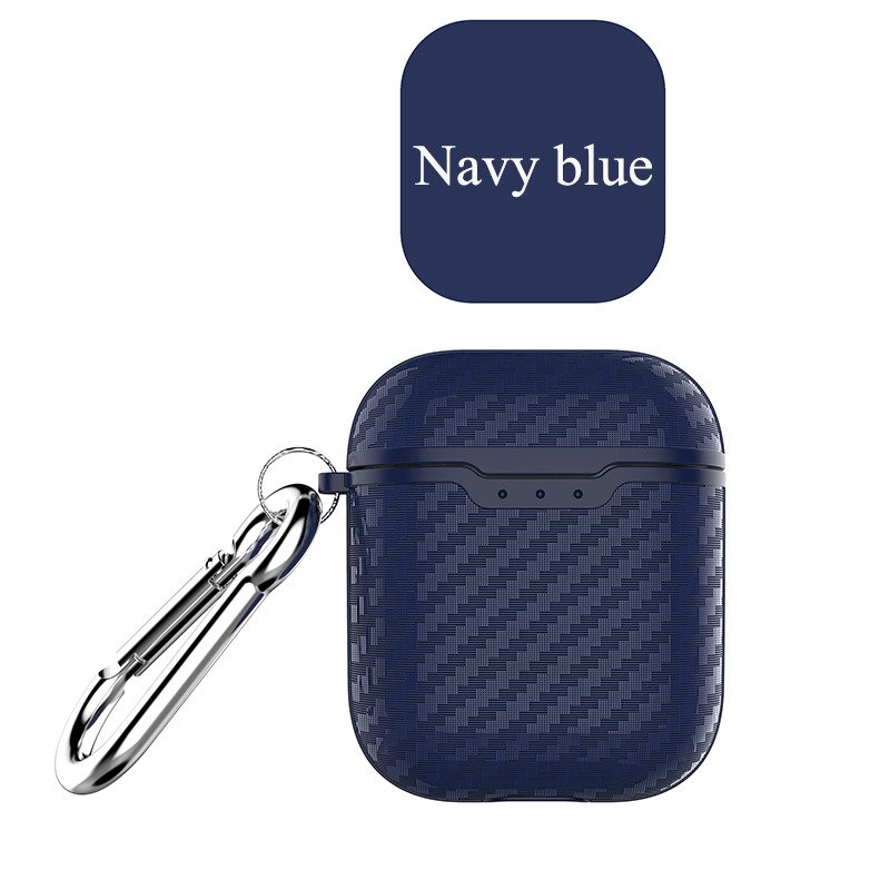 Earphone Case for Apple Airpods Travel Storage Cover Carbon Fiber Style Full Protective Case Anti-scratch blue_Airpods case