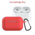 Earphone Protective Case for AirPods Pro Soft Silicone Cover Carabiner Anti lost Strap Wrist Holder Storage Bag Red