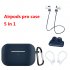 Earphone Protective Case for AirPods Pro Soft Silicone Shell Carabiner Anti lost Strap Ear Hook Watch Buckle Midnight blue