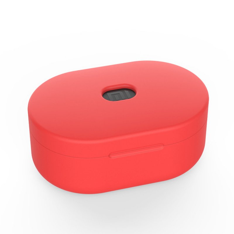 Earphone Storage Case for Redmi AirDots Soft Silicone Cove Full Body Protection Shell with 1.2mm Thickness red