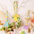 Easter Colorful Wooden Beads Hanging Garland With Plaid Print Rabbit Pendant For Easter Holiday Party purple rabbit