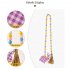 Easter Colorful Wooden Beads Hanging Garland With Plaid Print Rabbit Pendant For Easter Holiday Party yellow rabbit