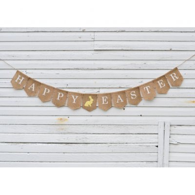 Wholesale Easter Decorative Flags Rabbit Pennant Bunting Burlap