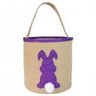 Easter Egg Basket For Kids Bunny Cotton Linen Tote Gift Bag Cute Rabbit Basket Bucket Bag Easter Decoration For Party Favor Purple