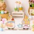 Easter Gnome Wooden Ornament Desktop Sculpture Ornament Home Decorate Crafts Easter Decoration Supplies Raise a fork