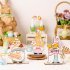 Easter Gnome Wooden Ornament Desktop Sculpture Ornament Home Decorate Crafts Easter Decoration Supplies Raise a fork