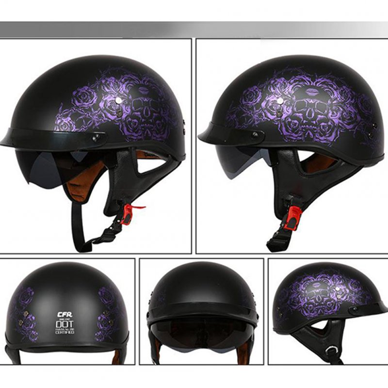 Retro Helemt Half Face Motorcylce Hat FRP Prince Helmet Sub dark purple rose M