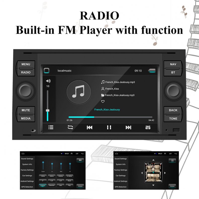 Android 8.1 Car Radio 7-inch Large-screen Bluetooth GPS Multimedia Video Player Compatible for Ford Transit 