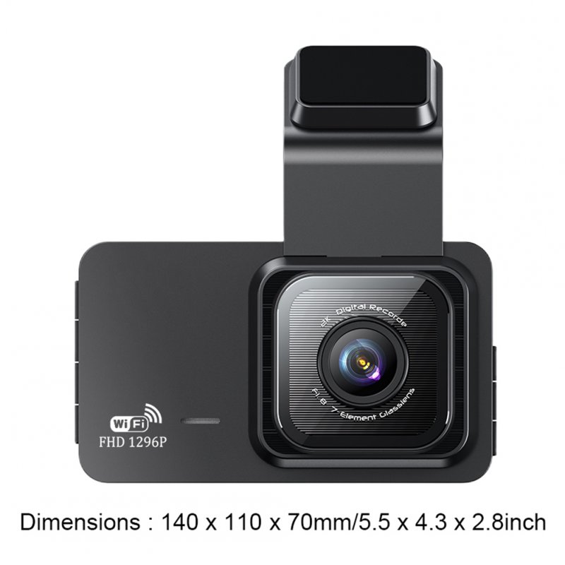 WIFI Dash Cam 3 inch IPS Screen Front Rear Dual Dash Camera 120° Wide Angle Driving Recorder Loop Recording App Control 