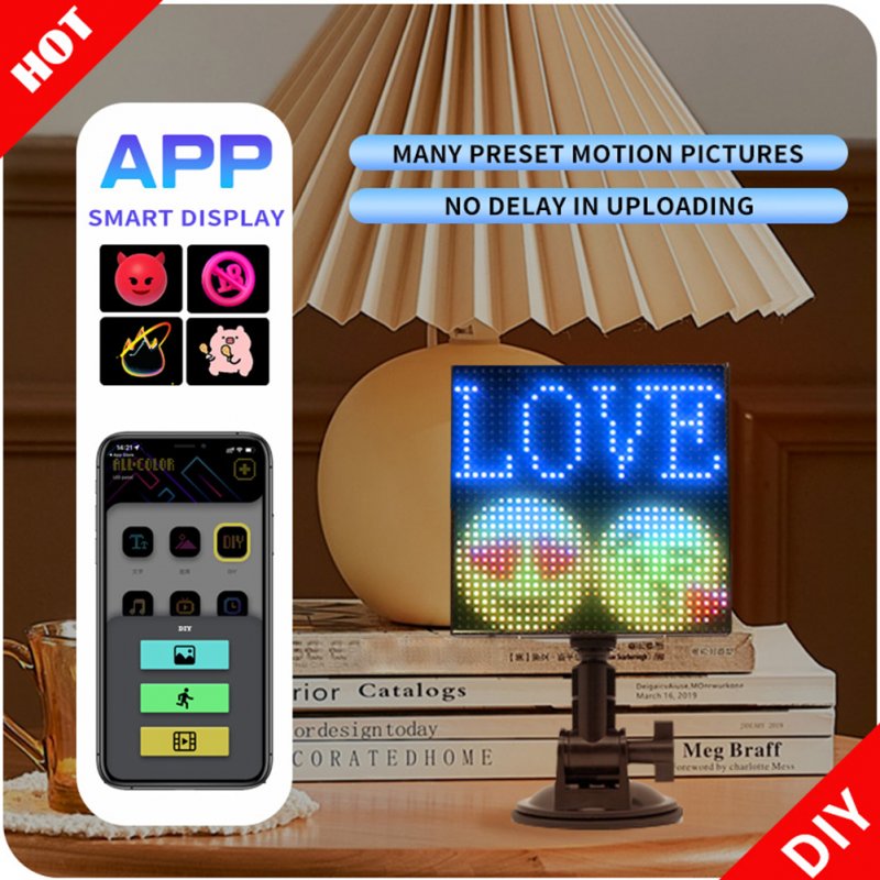Pixel Display Screen Smartphone App Control DIY Custom Emoticon Message Screen Panel With 32x32 Pixel For Home Decor 