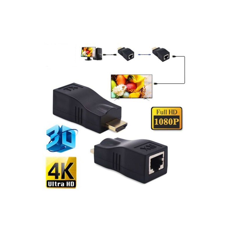 HDMI to RJ45 Extender Over Cat 5e/6 Network LAN Ethernet Adapter 