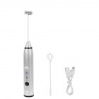 Eggbeater Stainless Steel Rechargeable Electric Whisk Cream Foamer 3 Levels Adjustable Speed Silver
