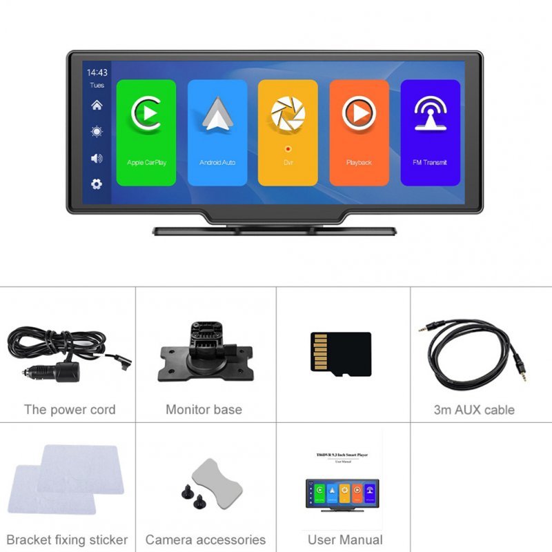 Car Radio 9.3-inch HD Smart Screen Wireless Carplay Android Multimedia Player 